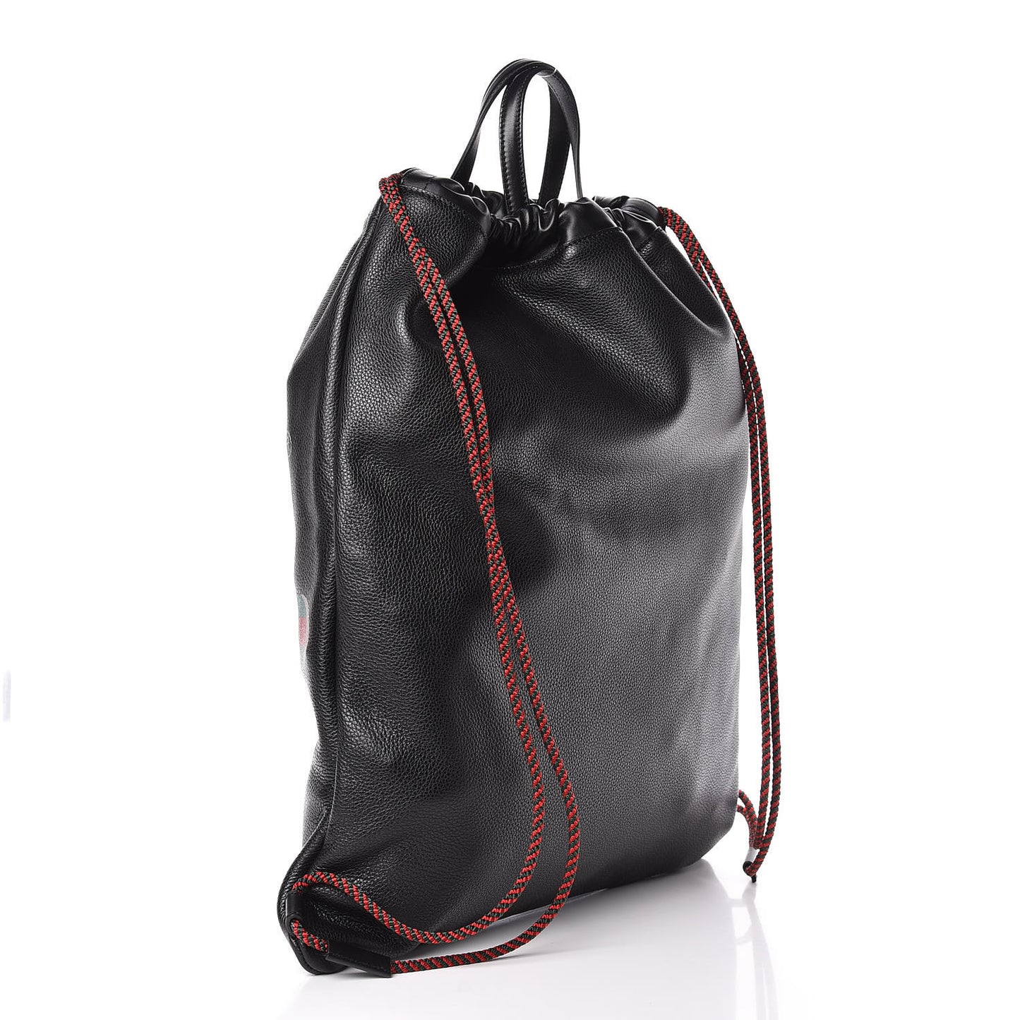 Calfskin Logo Drawstring Backpack Black