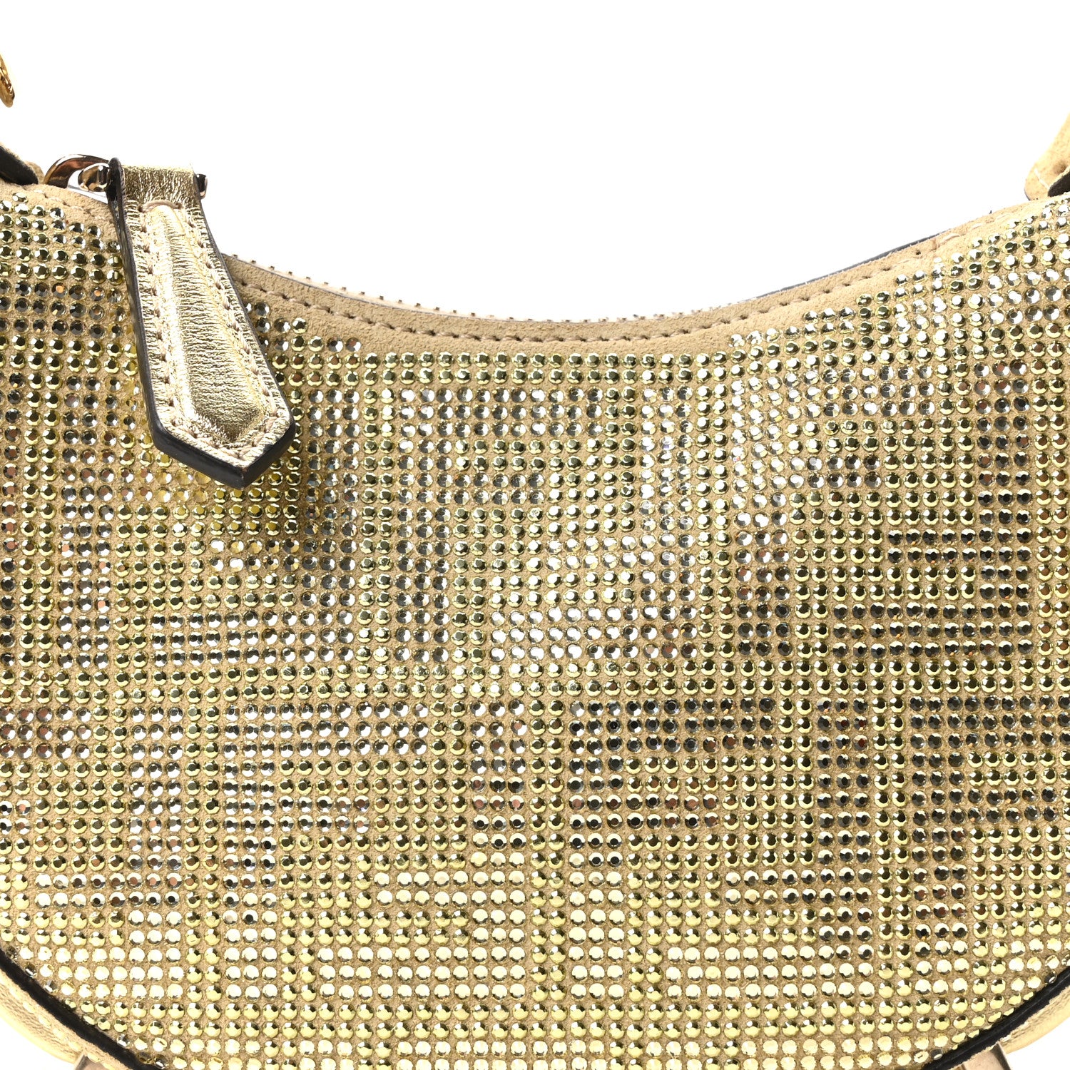 Fendi Crystal Vitello Laminato Suede FF Nano Fendigraphy Hobo Charm Platino 13 of 18