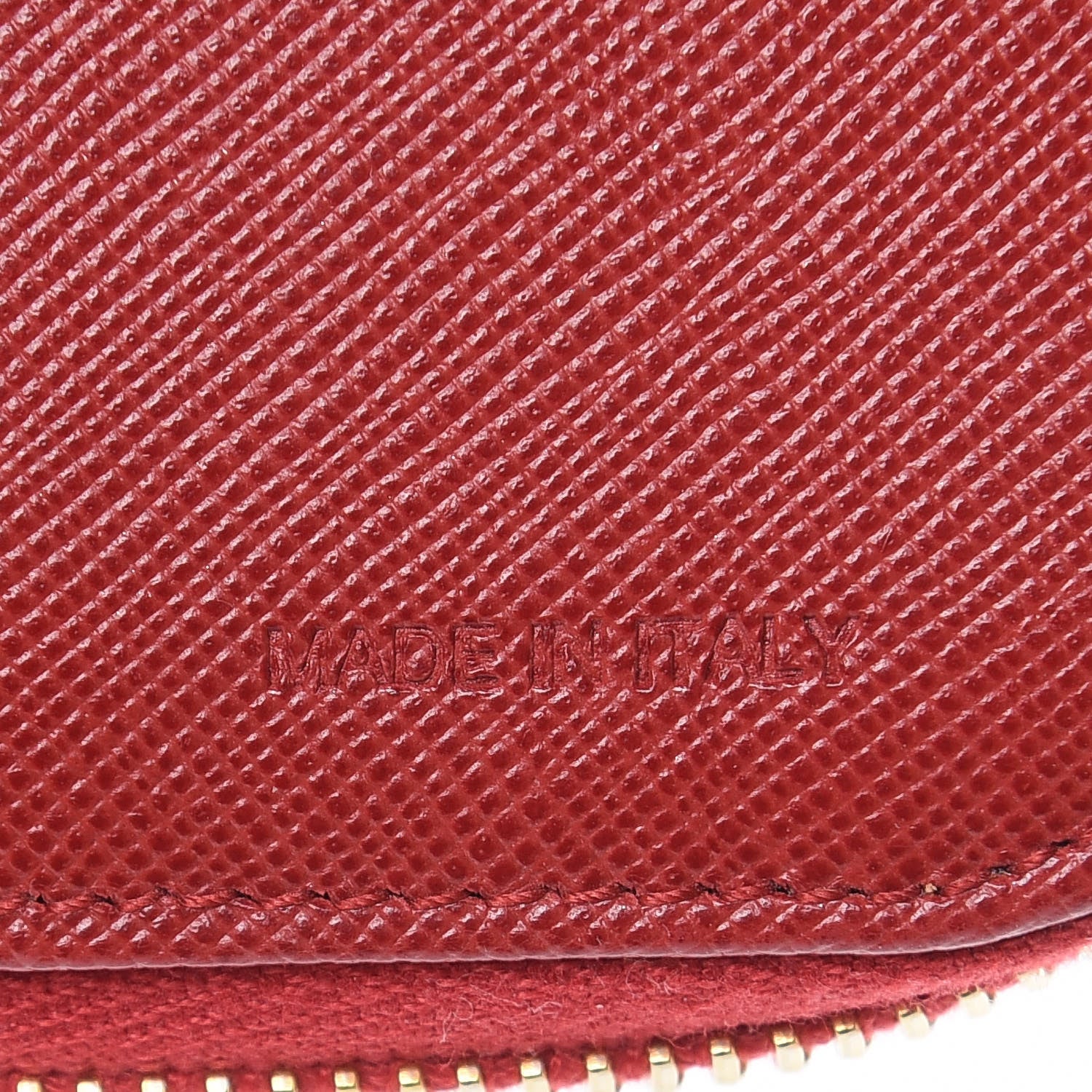 Prada Saffiano Metal Compact Zip Around Wallet Fuoco 6 of 8