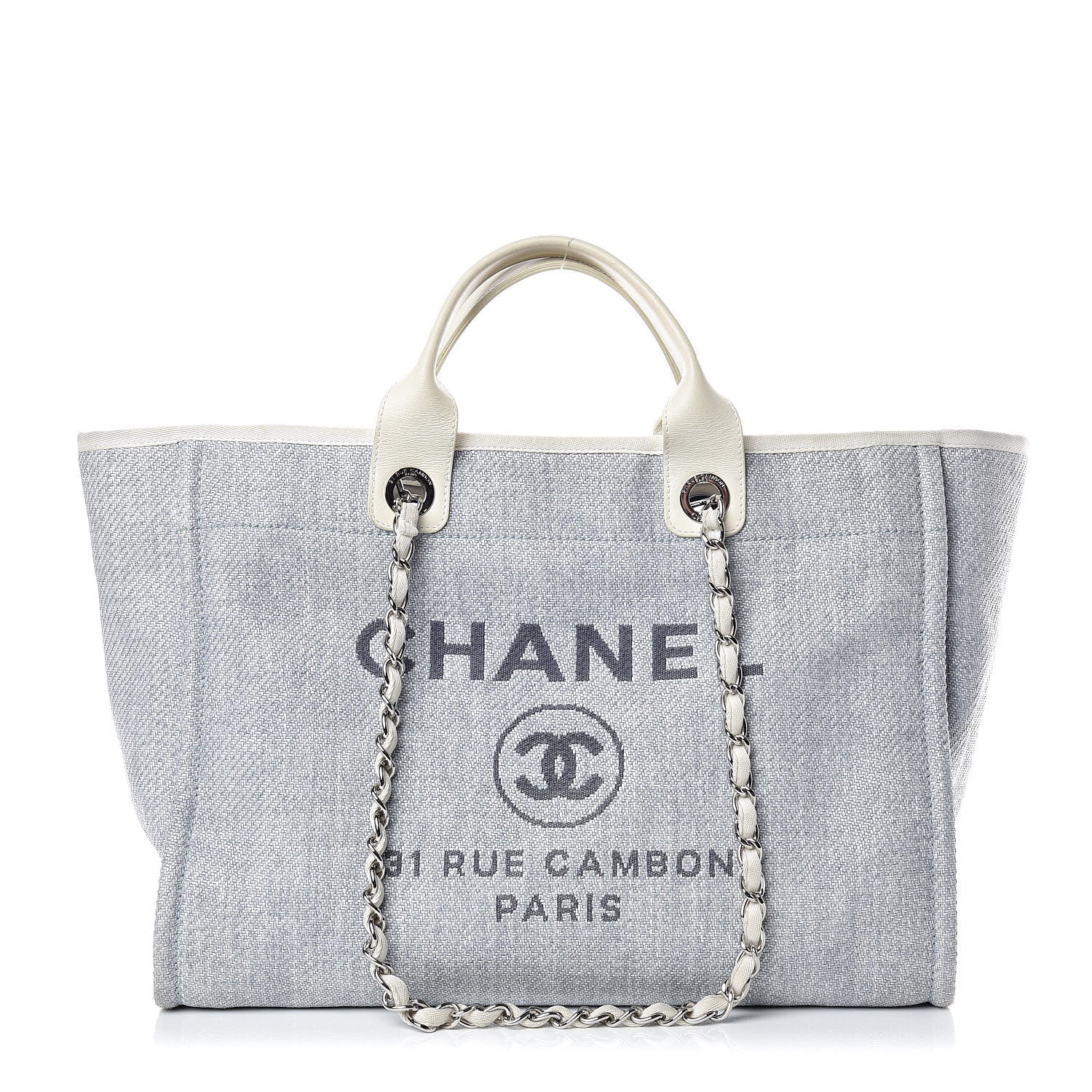 Chanel Woven Straw Large Deauville Tote Blue 1 of 14