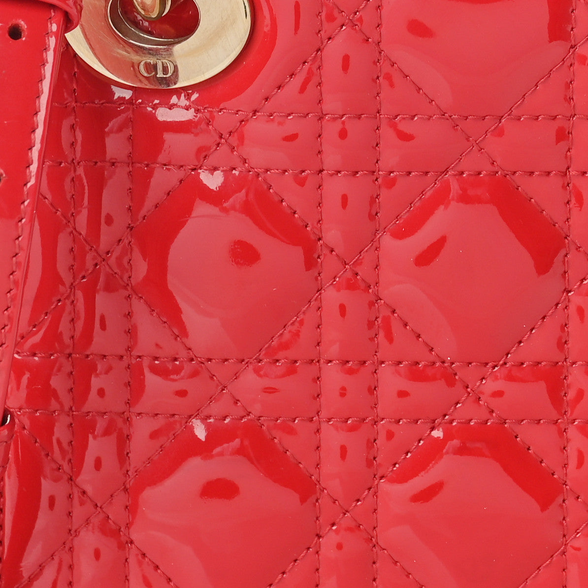 Patent Cannage Mini Lady Dior Red
