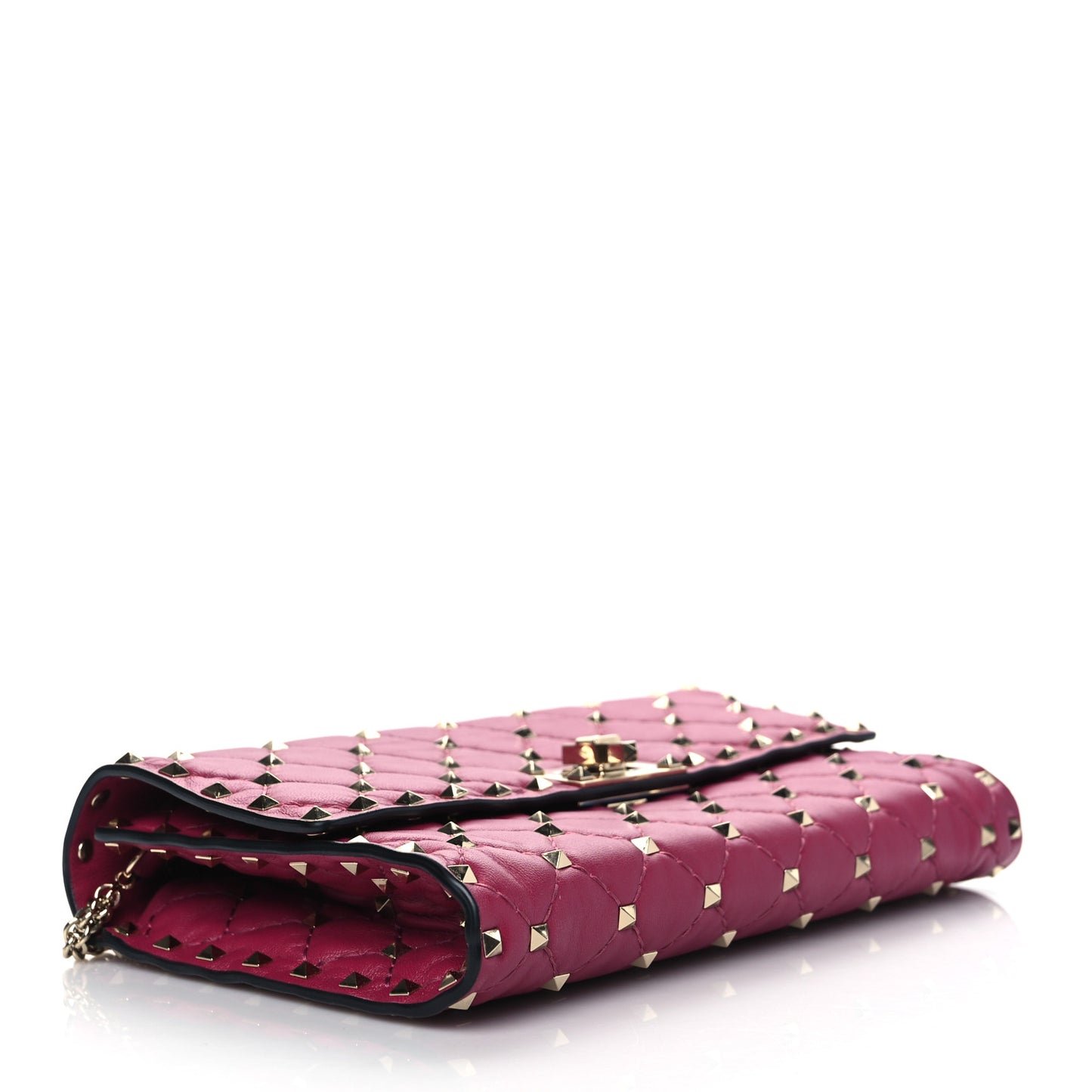 Nappa Rockstud Spike Wallet on Chain Disco Pink