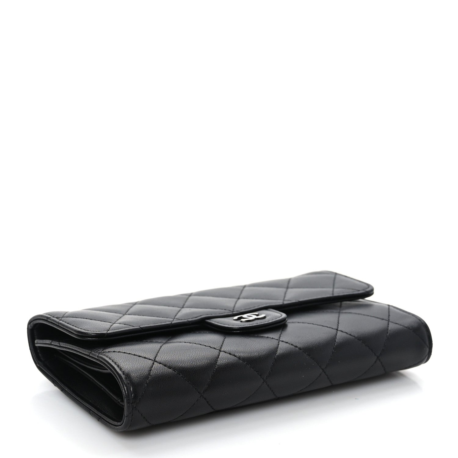 Chanel Lambskin Quilted Large Flap Wallet Black 4 of 8