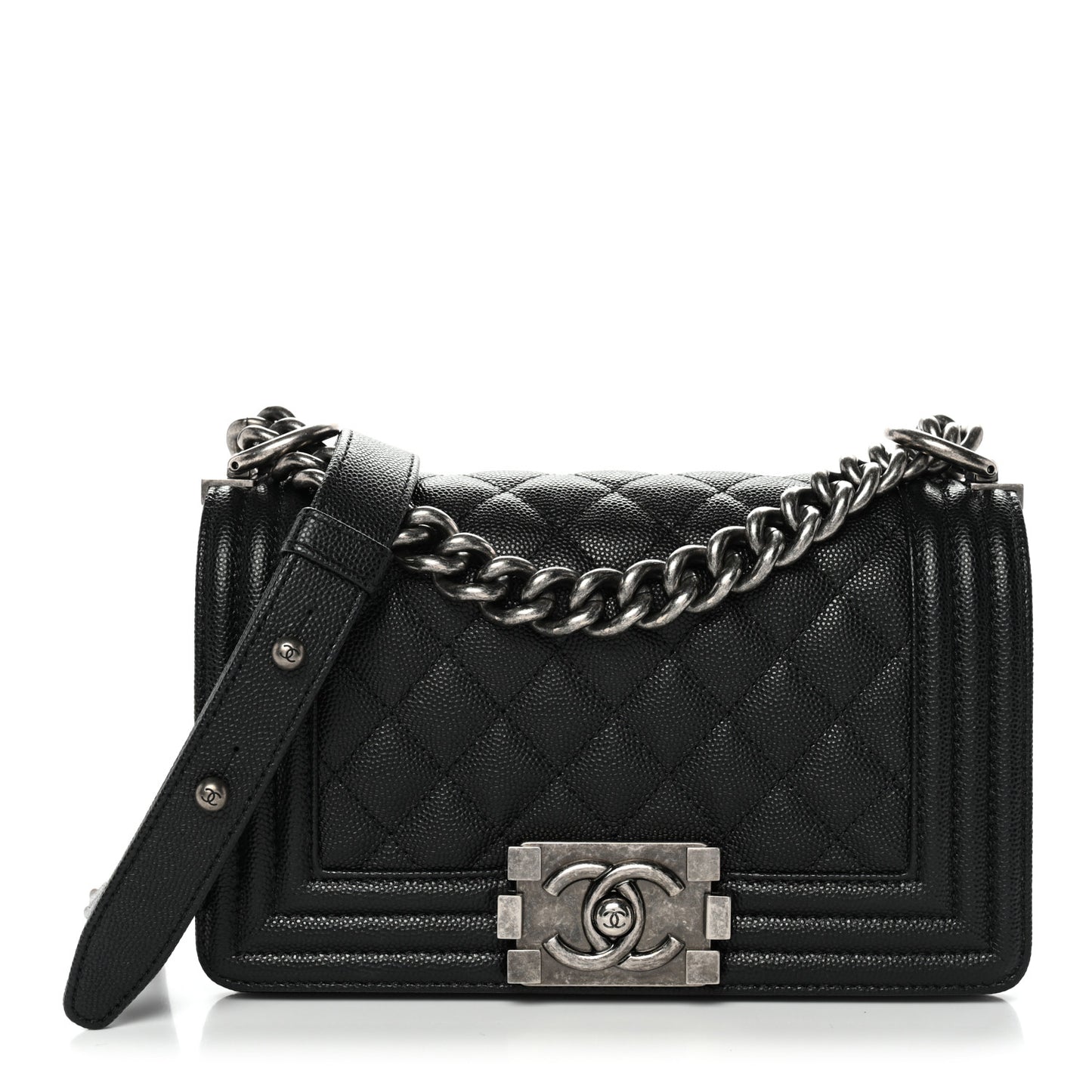 Caviar Quilted Small Boy Flap Black
