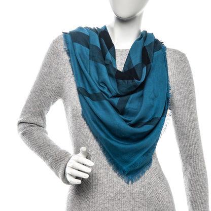 Burberry Modal Wool Check Square Scarf Blue 2 of 3