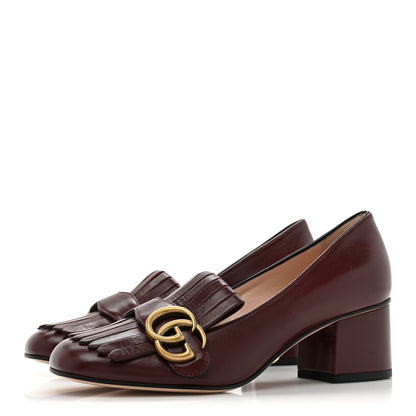 Gucci Malaga Kid GG Marmont Fringe 50mm Loafer Pumps 36 Vintage Bordeaux 3 of 11