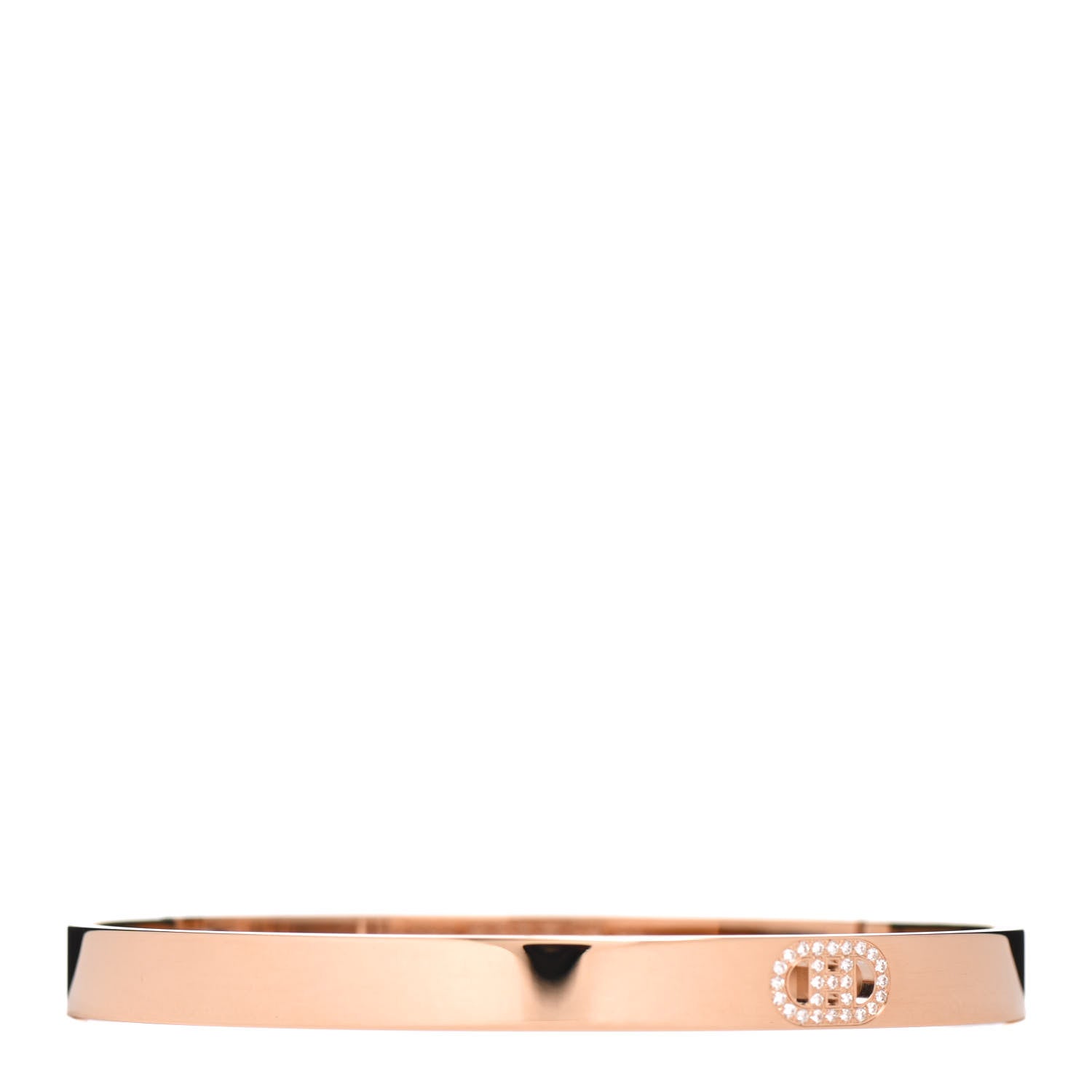 Hermes 18K Rose Gold Diamond PM H D'Ancre Bracelet SH 1 of 5