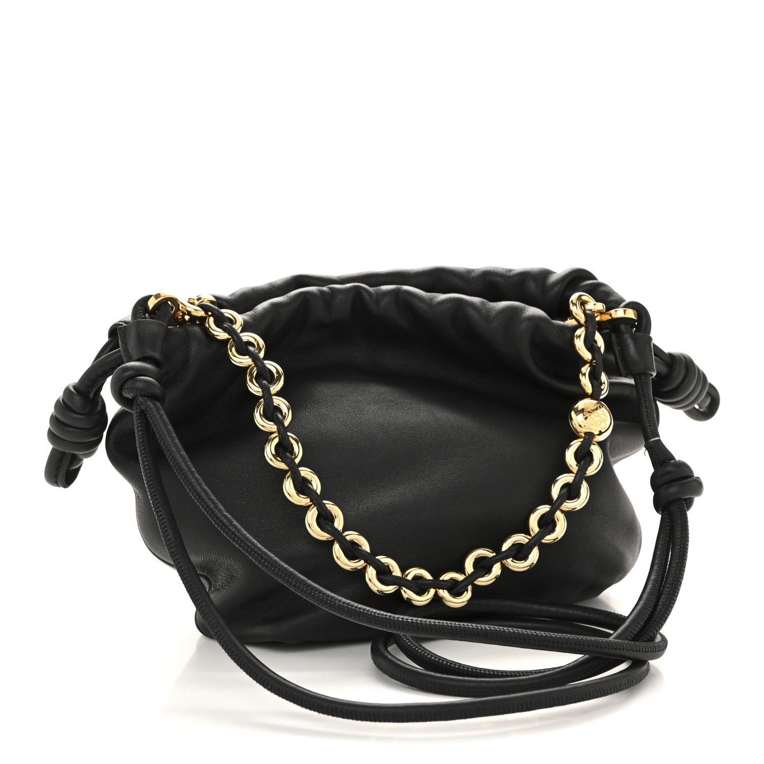 Loewe Mellow Nappa Donut Chain Mini Flamenco Knot Clutch Black 3 of 10