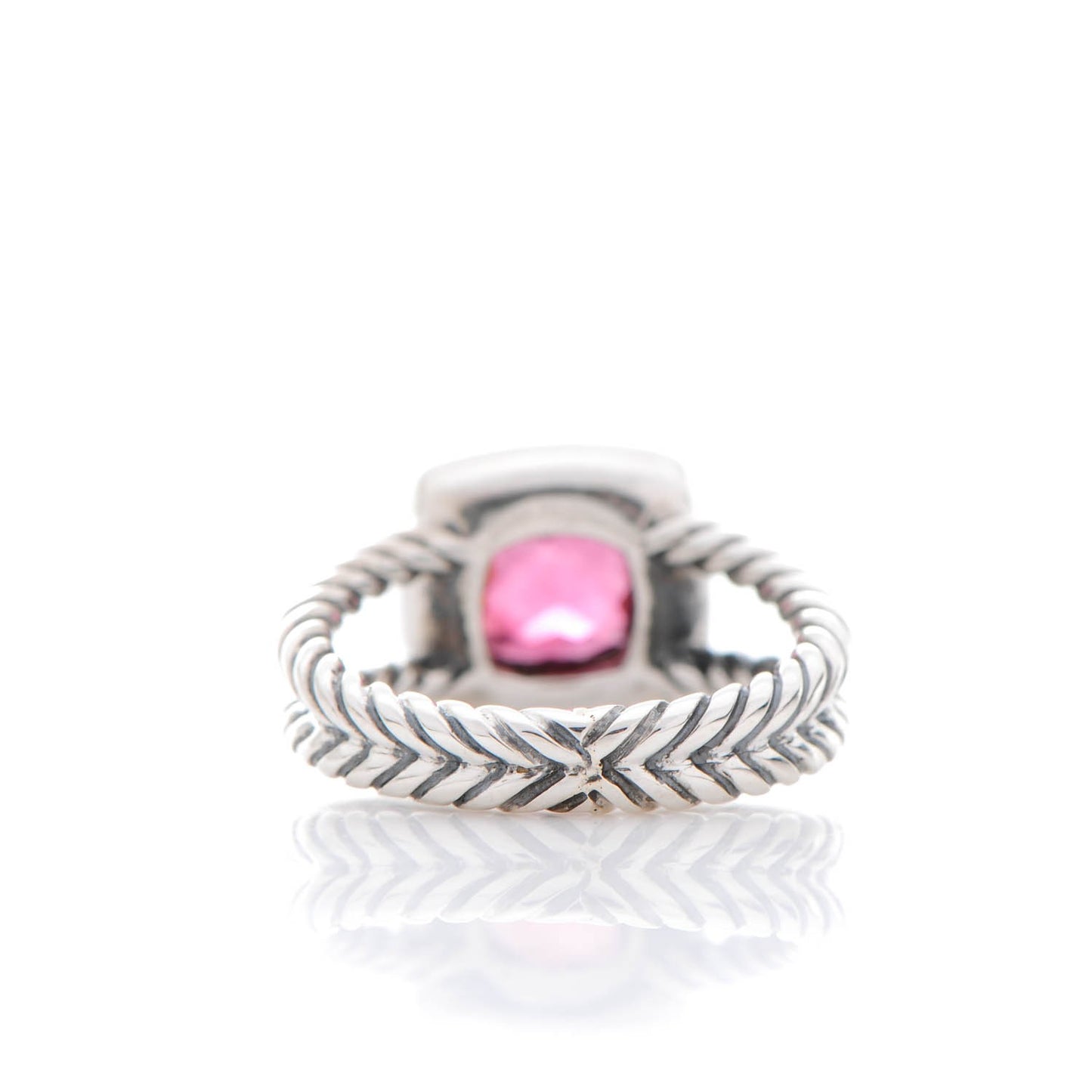 Sterling Silver Diamond Pink Tourmaline 7mm Petite Albion Ring 49 5