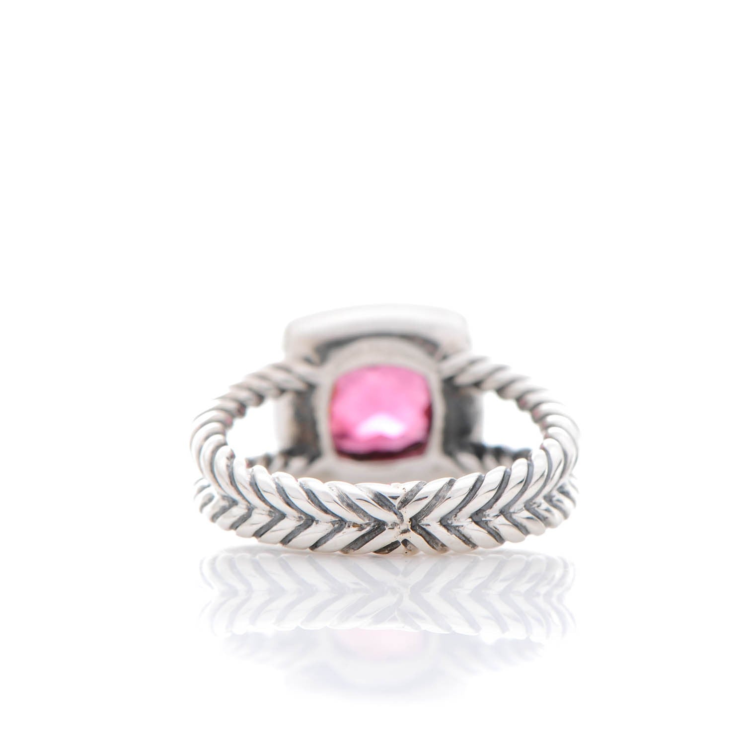 David Yurman Sterling Silver Diamond Pink Tourmaline 7mm Petite Albion Ring 49 5 3 of 5