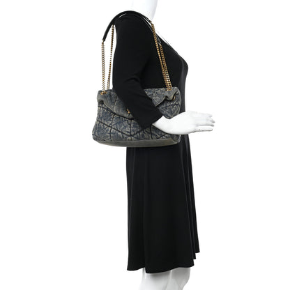 Saint Laurent Denim Quilted Small Loulou Puffer Monogram Chain Satchel Rodeo Blue 2 of 11