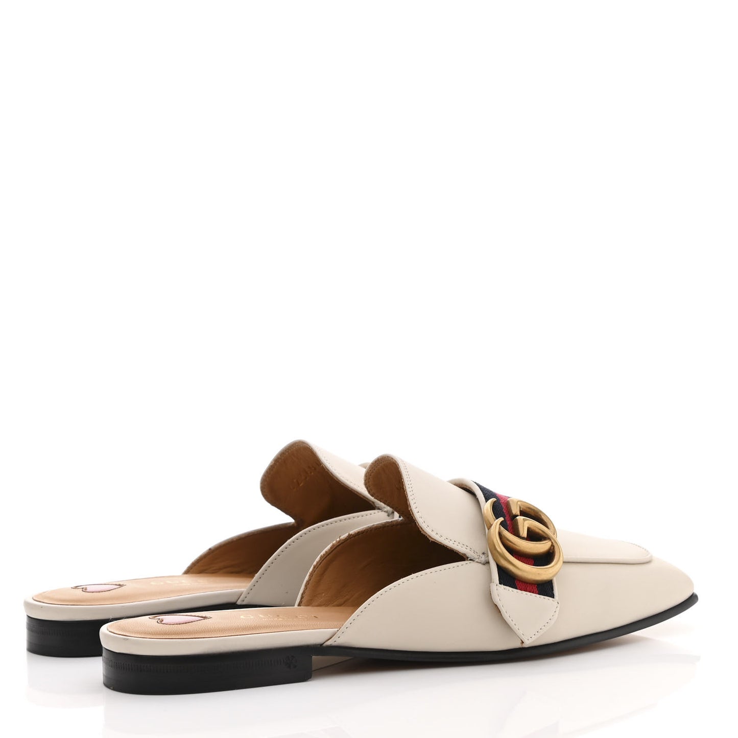 Calfskin Web Womens Peyton GG Slippers 35.5 Mystic White