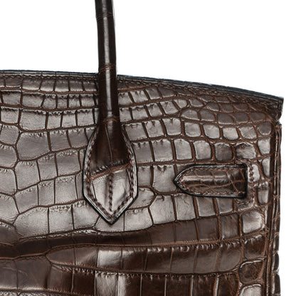 Hermes Matte Niloticus Crocodile Birkin 30 Chocolate 23 of 27