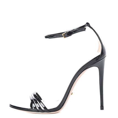 Gucci Patent Crystal Removable Bow Sandals 36.5 Black 1 of 9