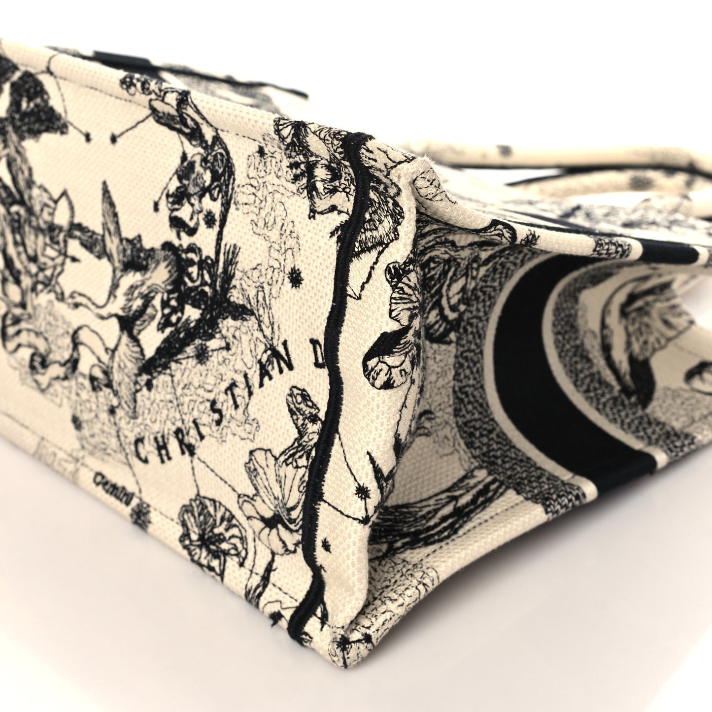 Canvas Zodiac Toile De Jouy Embroidered Medium Book Tote Latte