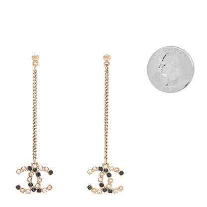 Chanel Crystal CC Drop Earrings Pink Grey Gold 2 of 4