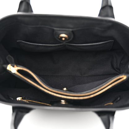 Burberry Grainy Calfskin House Check Medium Banner Tote Black 6 of 16