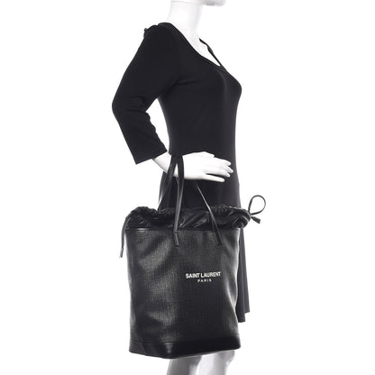 Saint Laurent Linen Canvas Teddy Shopping Bag Black 2 of 10