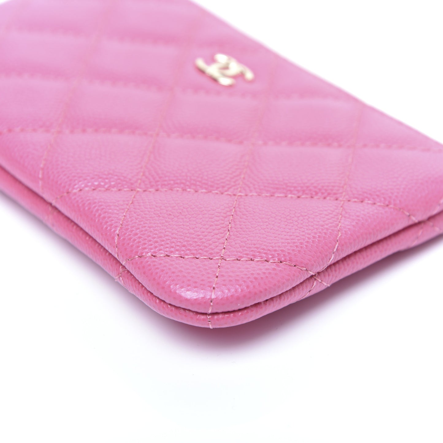 Caviar Quilted Small Cosmetic Case Pink