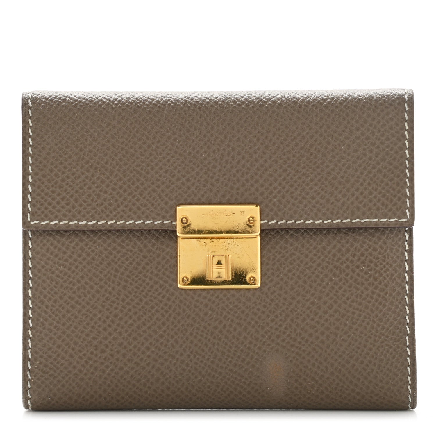Hermes Epsom Clic Mini Card Holder Etoupe 1 of 6