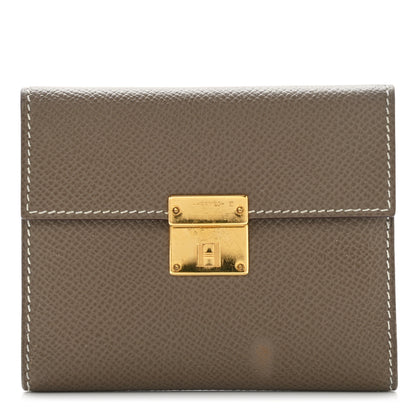 Hermes Epsom Clic Mini Card Holder Etoupe 1 of 6