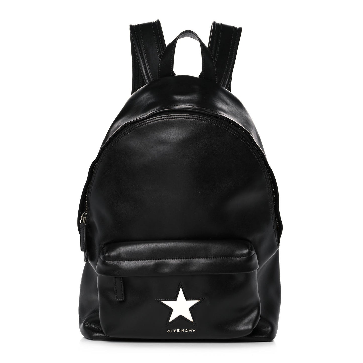 Calfskin Star Backpack Black White