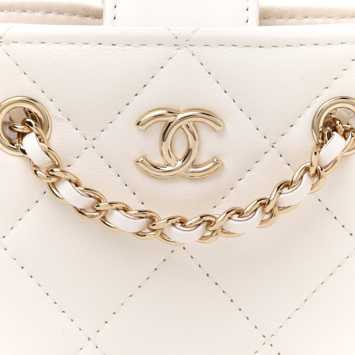 Chanel Lambskin Quilted Tiny Shopping Clutch With Chain White 5 of 11