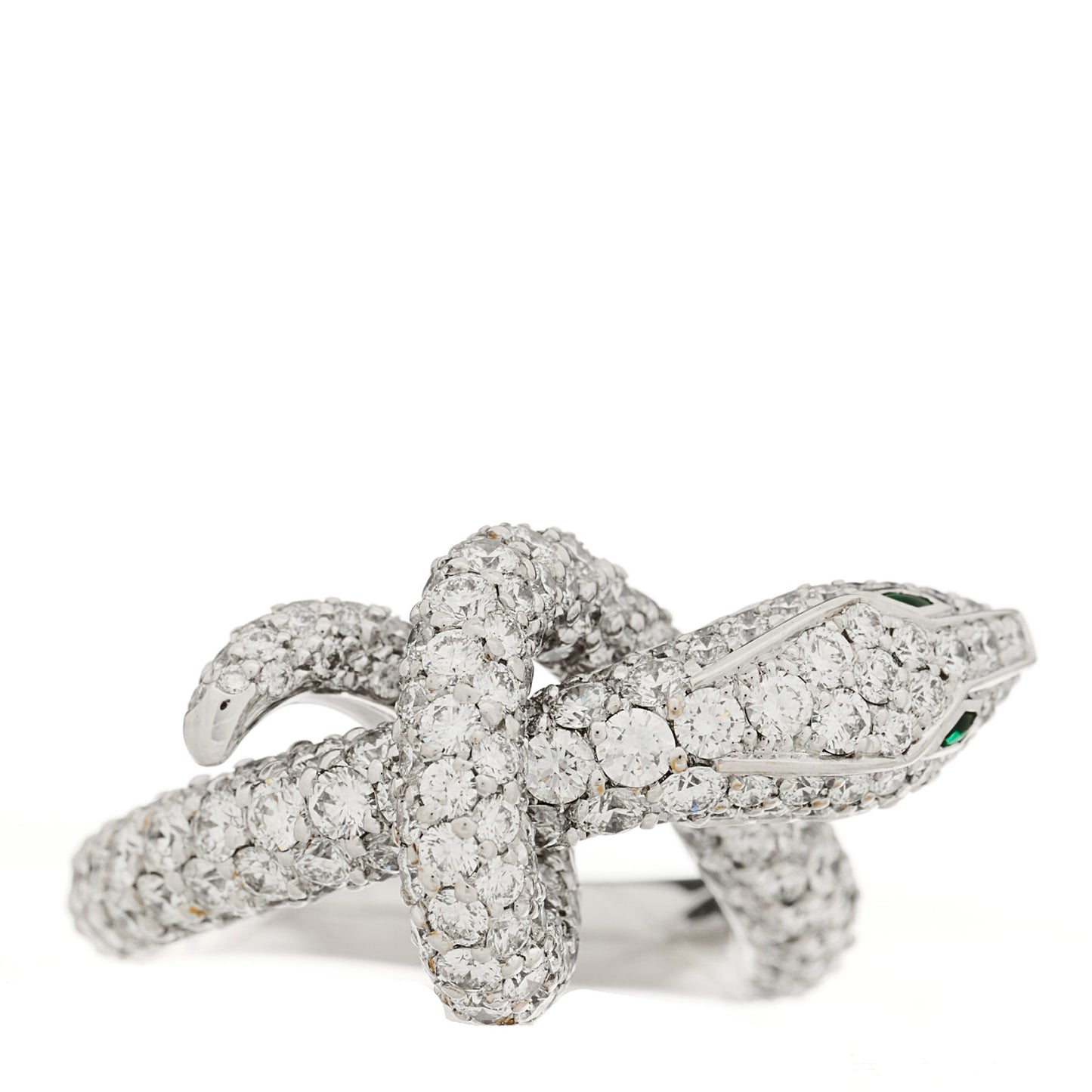 18K White Gold Diamond Kaa Snake Ring 54 6.75