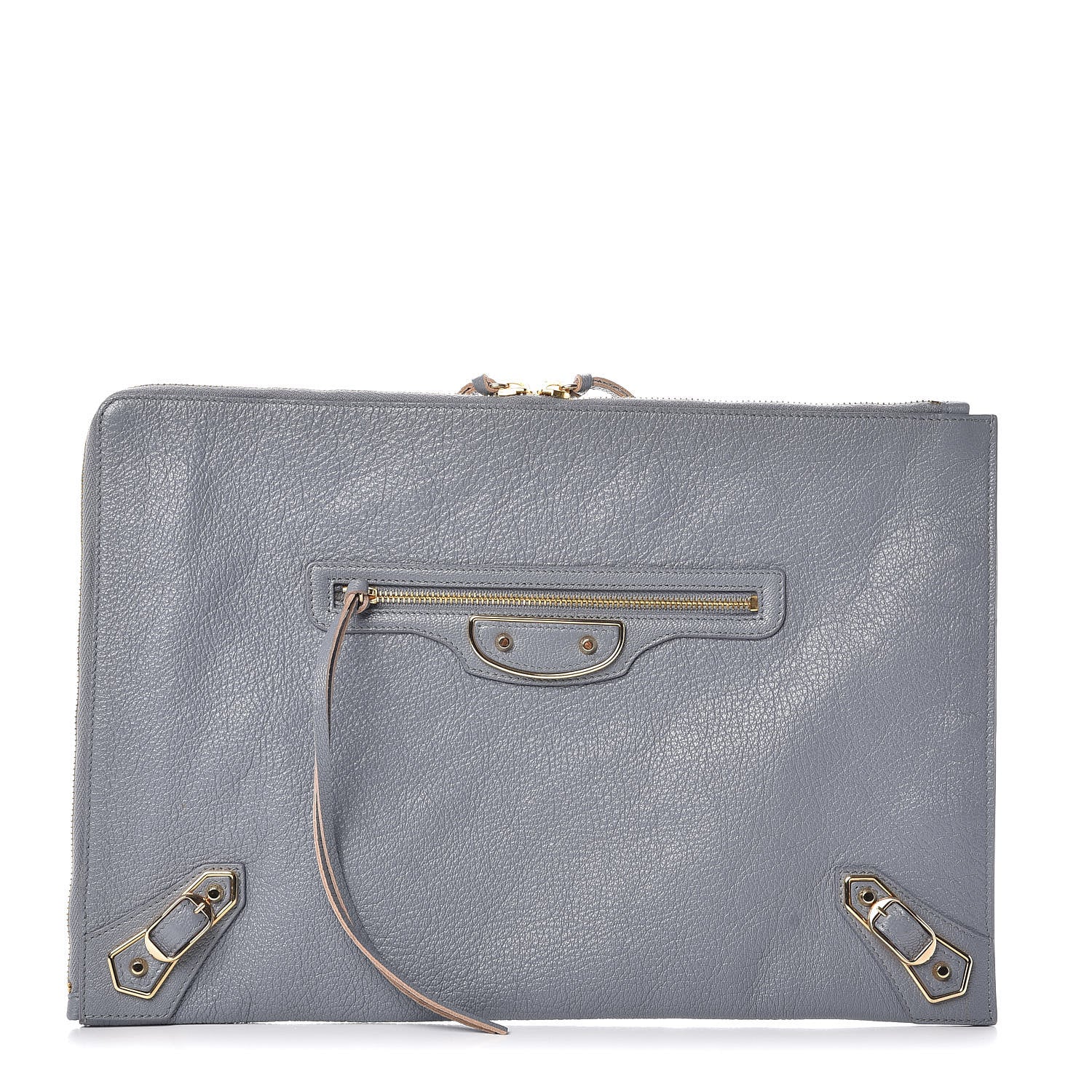 Balenciaga Chevre Gold Metallic Edge Hardware Pouch Bleu Acier 1 of 9