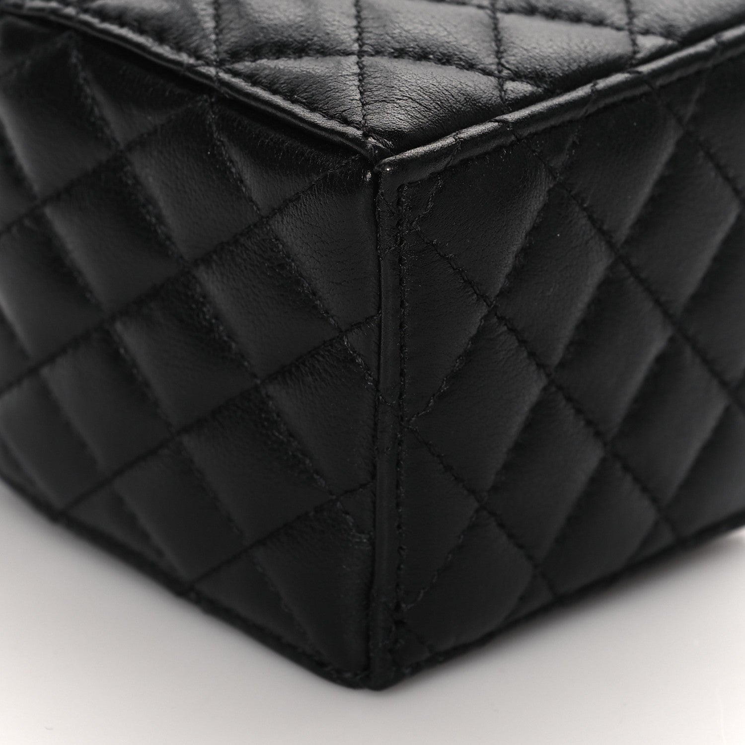 Chanel Calfskin Quilted Mini Drawstring Bucket Bag Black 9 of 11