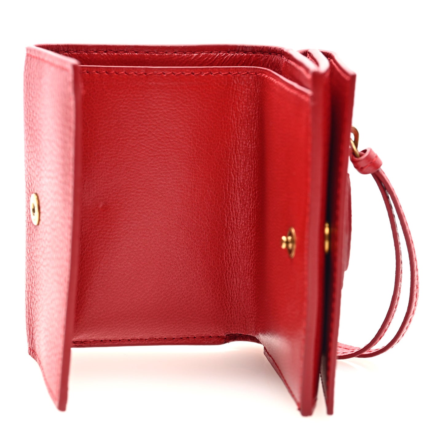 Chevre Gold Hardware City Mini Wallet Red