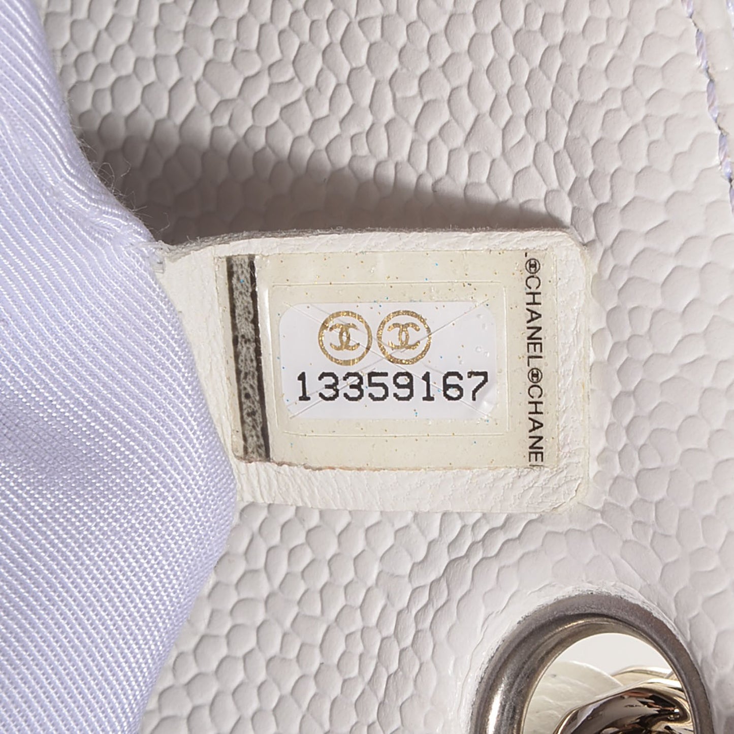 Caviar Quilted Petit Shopping Tote PST White