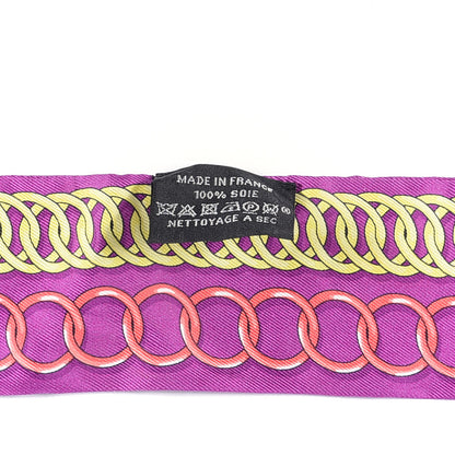 Hermes Silk Maillons Twilly Fuchsia Violet Jaune 3 of 4