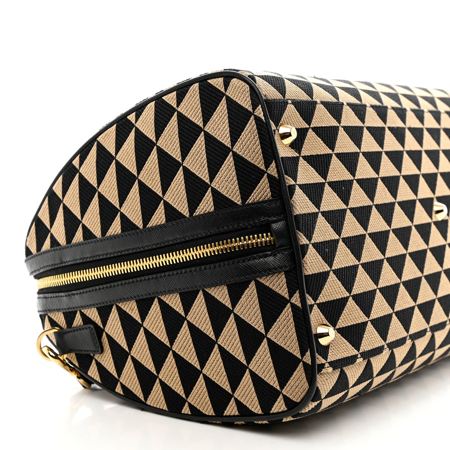 Prada Jacquard Saffiano Triangolo Symbole Embroidered Medium Travel Bag Black Corda 10 of 11