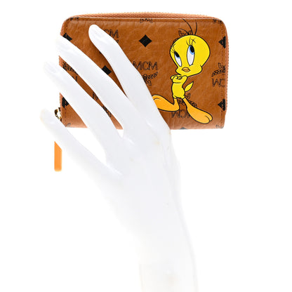 MCM X LOONEY TOONS Visetos Tweety X-Mini Zip Around Wallet Cognac 2 of 6