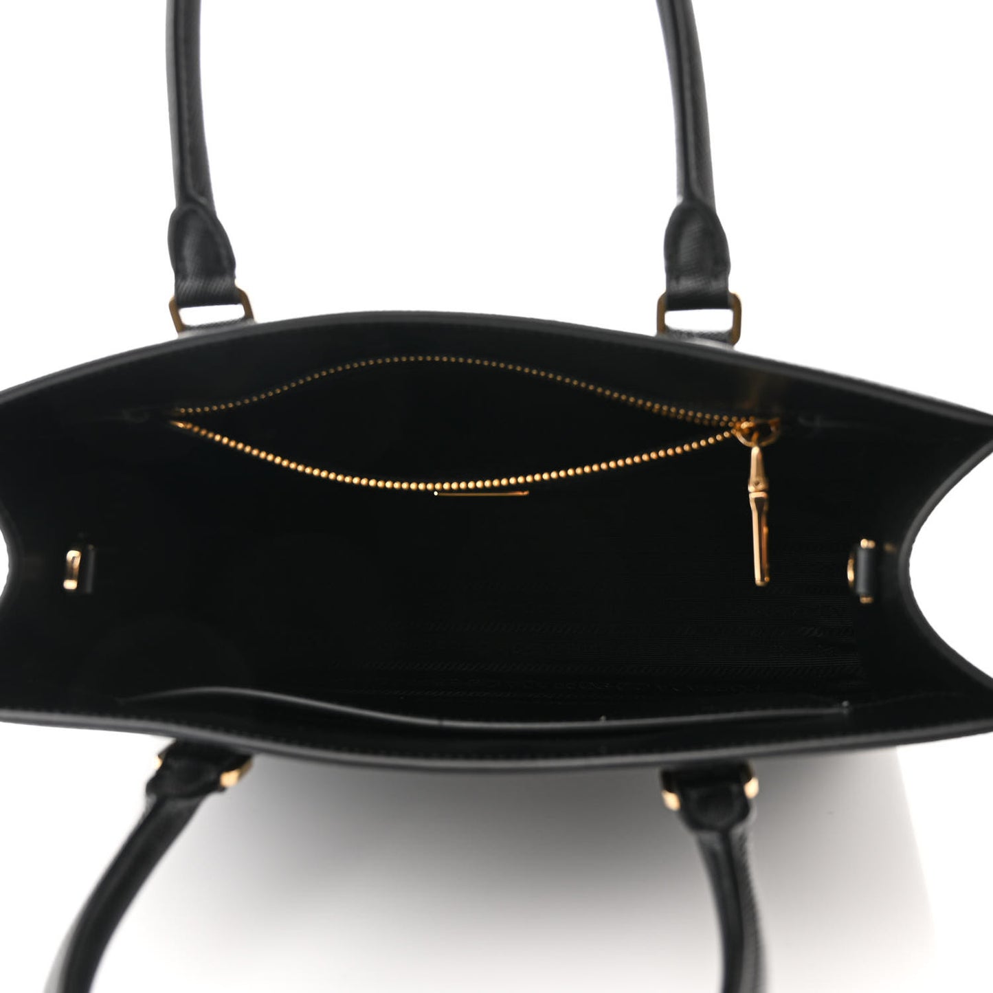 Saffiano Lux Logo Embossed Medium Shoulder Tote Handbag Black