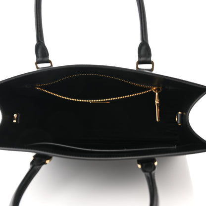 Prada Saffiano Lux Logo Embossed Medium Shoulder Tote Handbag Black 5 of 10