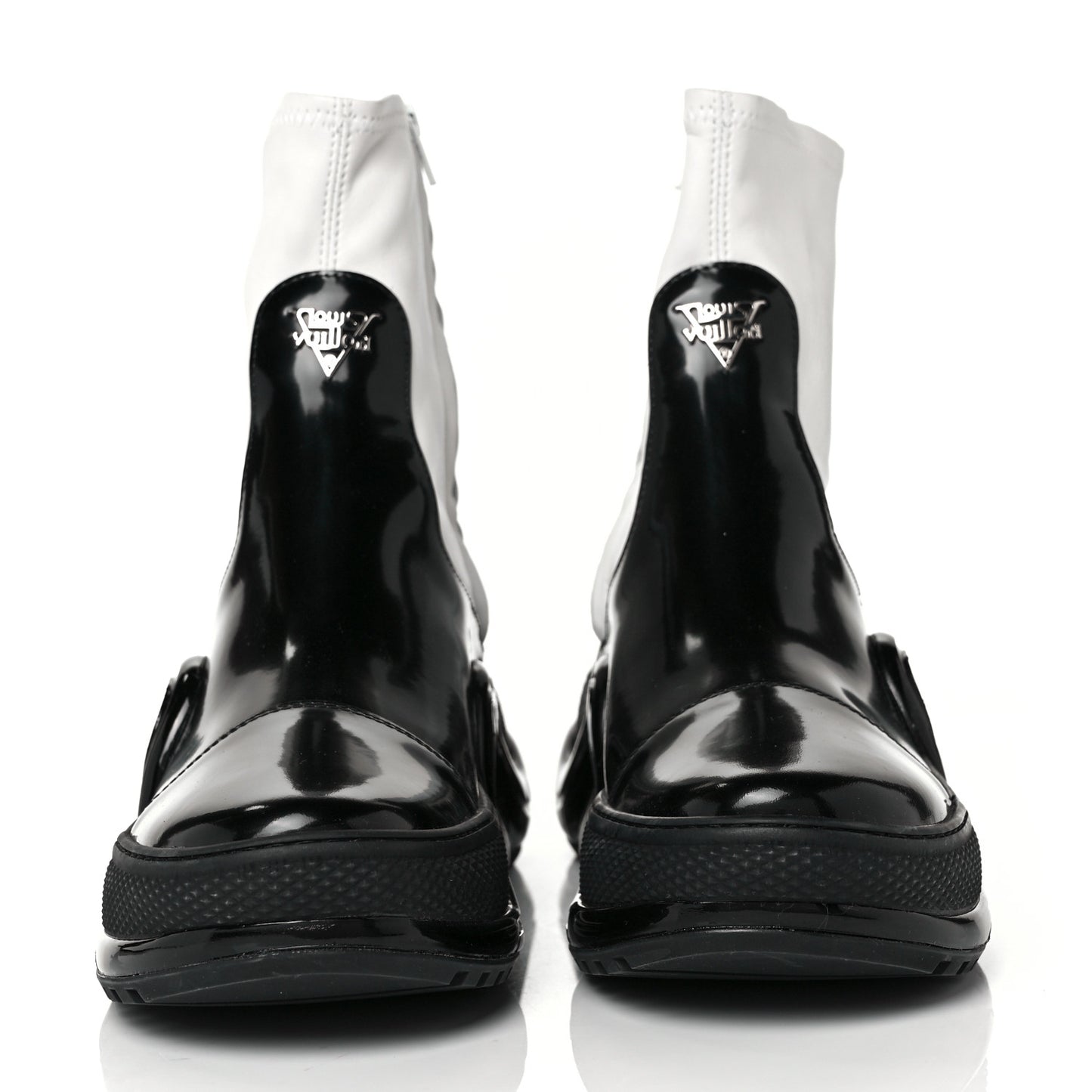 Glazed Calfskin Lambskin LV Archlight Sneaker Boots 37.5 Black White
