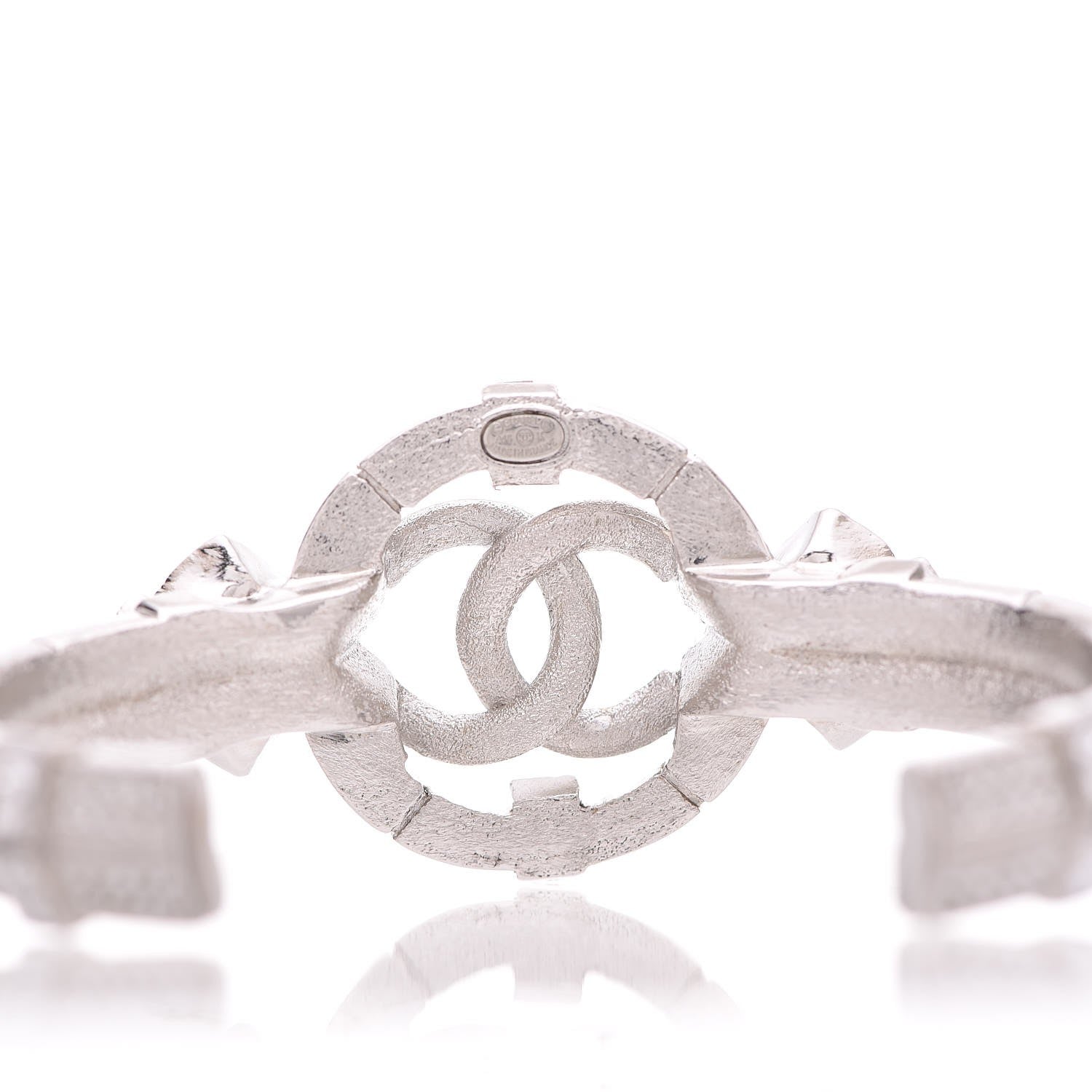 Chanel Crystal CC Cuff Silver Blue 5 of 6