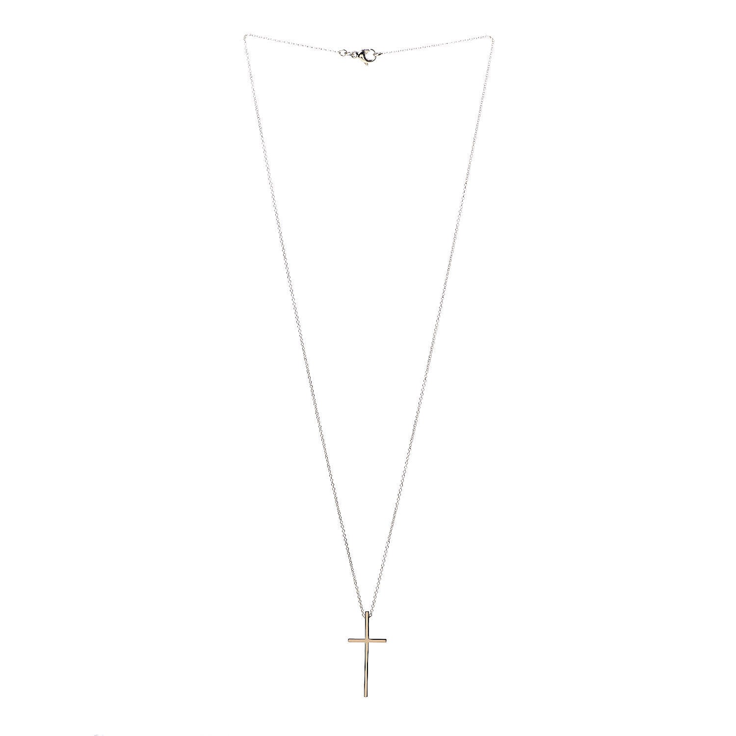 Tiffany 18K Yellow Gold Metro Cross Pendant Necklace 3 of 5