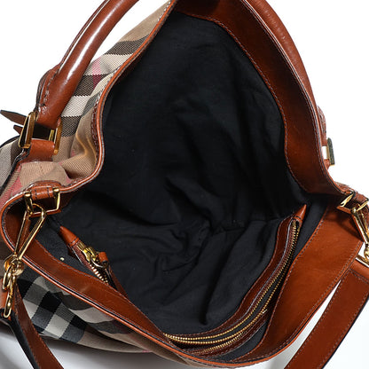 Burberry House Check Bridle Calfskin Medium Gosford Hobo Dark Tan 5 of 12