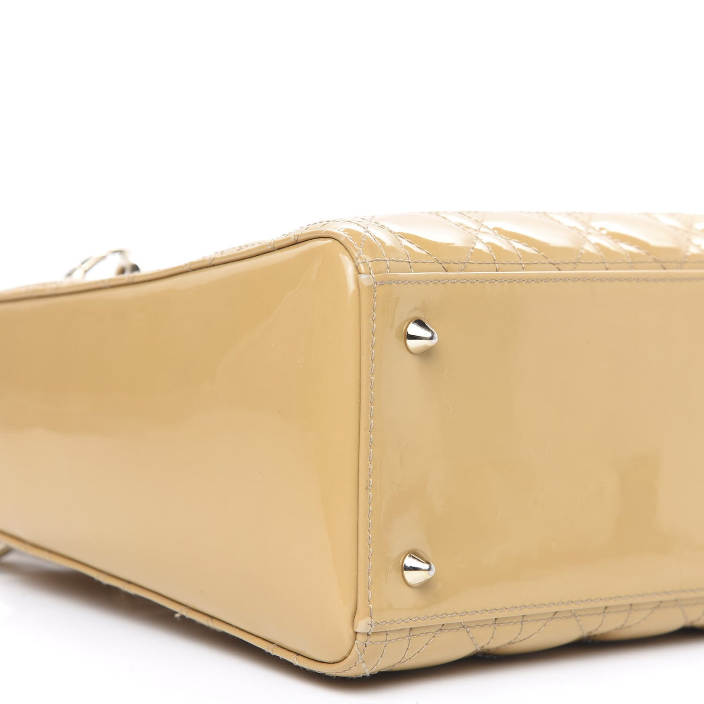 Patent Cannage Medium Lady Dior Beige
