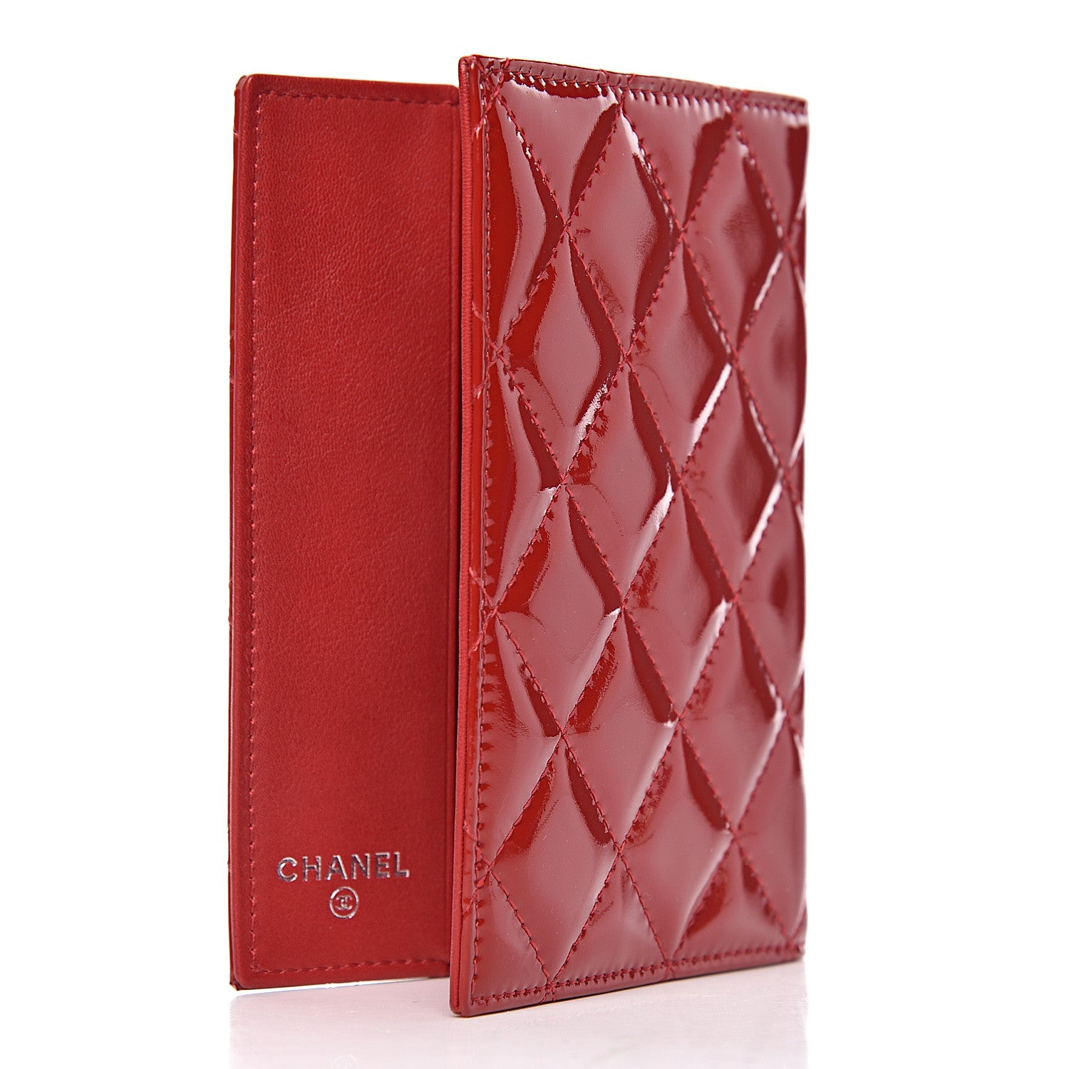 Chanel Patent Calfskin Quilted Passport Holder Red 3 of 9