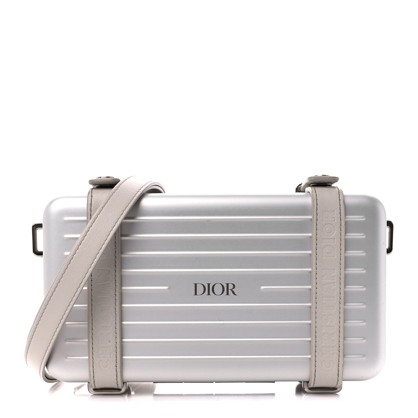 X RIMOWA Aluminum Personal Clutch On Strap Silver