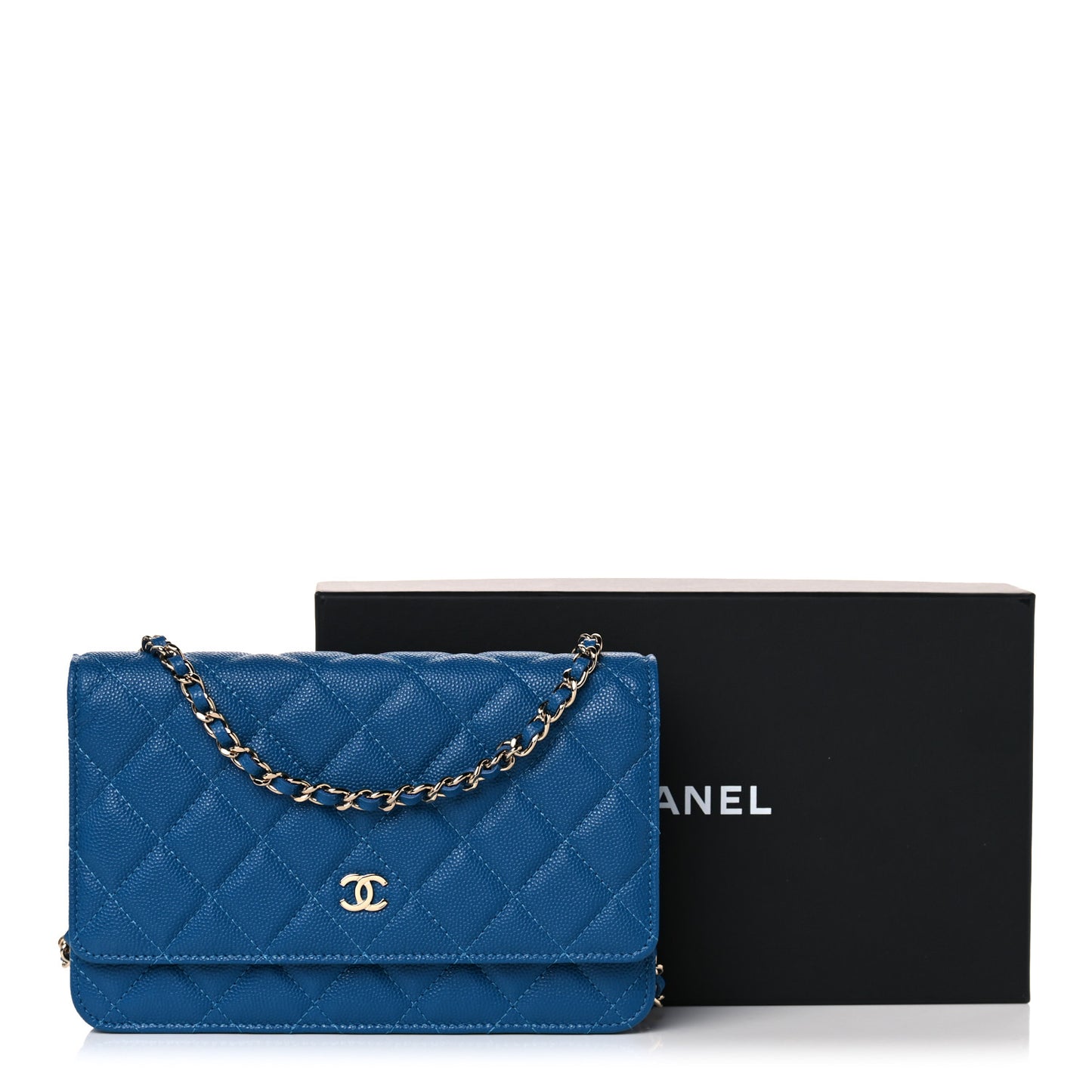 Caviar Quilted Wallet On Chain WOC Blue