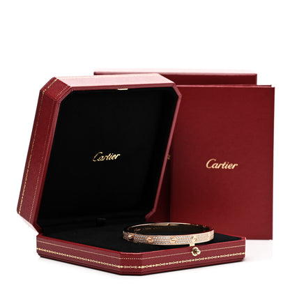 Cartier 18K Pink Gold Diamond LOVE Paved Bracelet 19 5 of 5