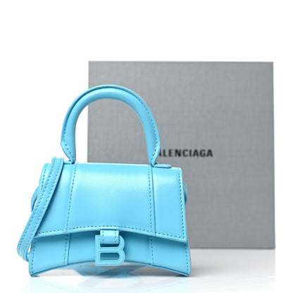 Balenciaga Shiny Box Calfskin Tonal B Hourglass Top Handle Bag Mini Azur 10 of 10