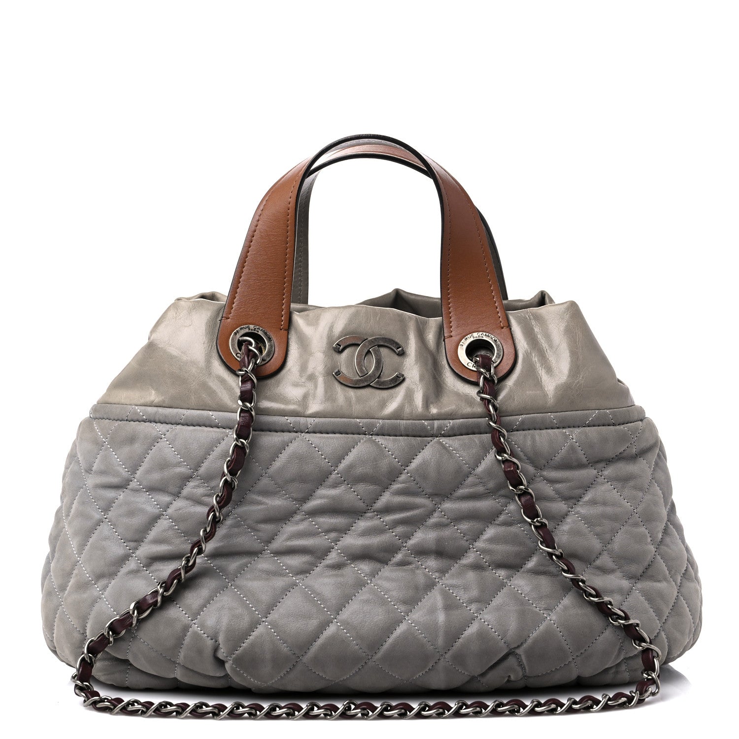 Chanel Iridescent Calfskin Quilted Small In The Mix Tote Grey 1 of 14