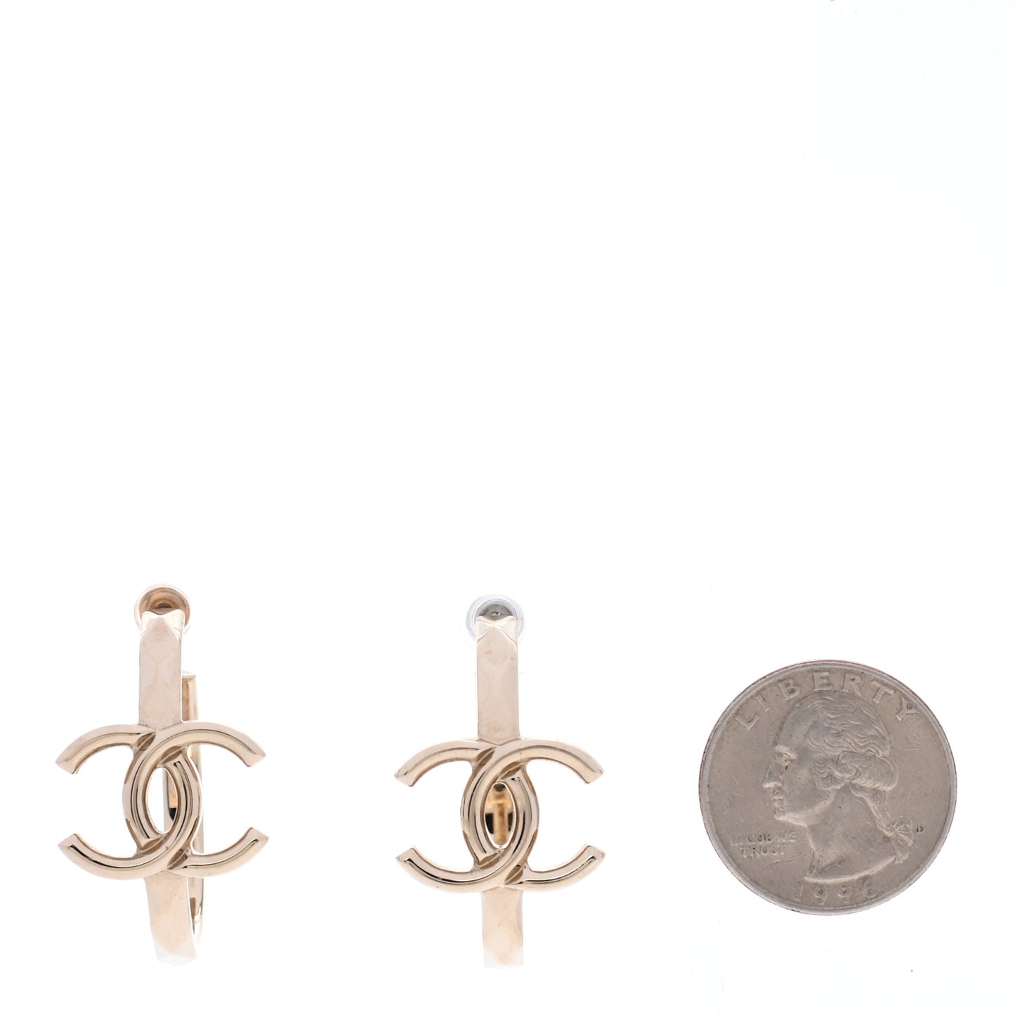 Metal Textured CC Hoop Earrings Gold
