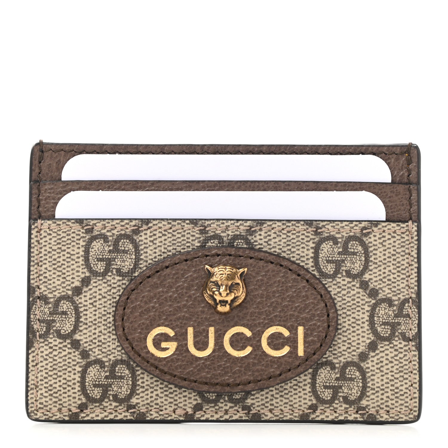 Gucci GG Supreme Monogram Neo Vintage Card Holder Beige Crop New Acero 1 of 7
